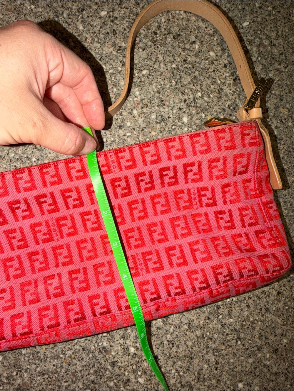 Fendi Vintage Y2k Red FF Logo Canvas Shoulder Bag - Picture 8 of 8